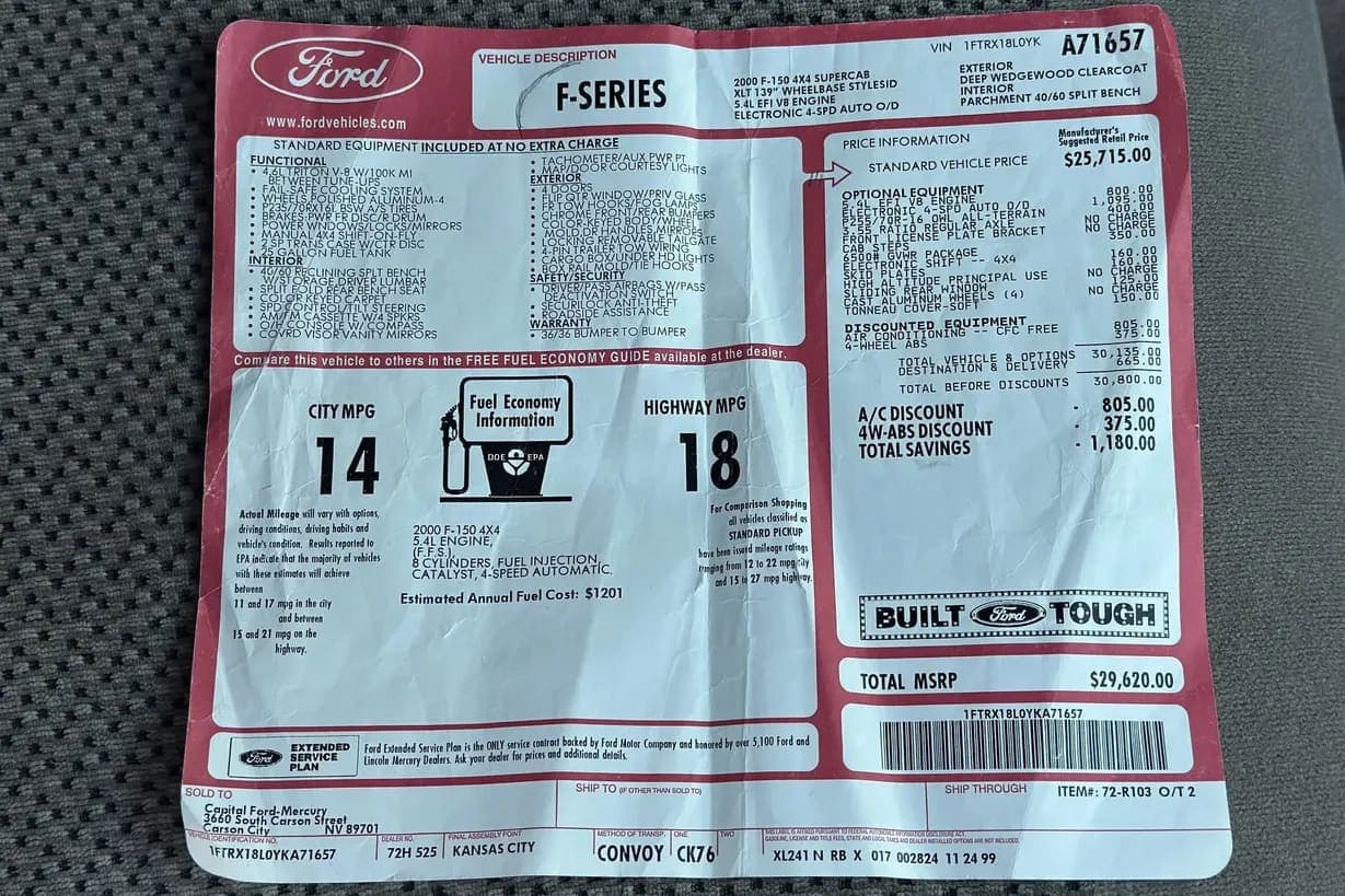 2000 Ford F-150 XLT SuperCab, view