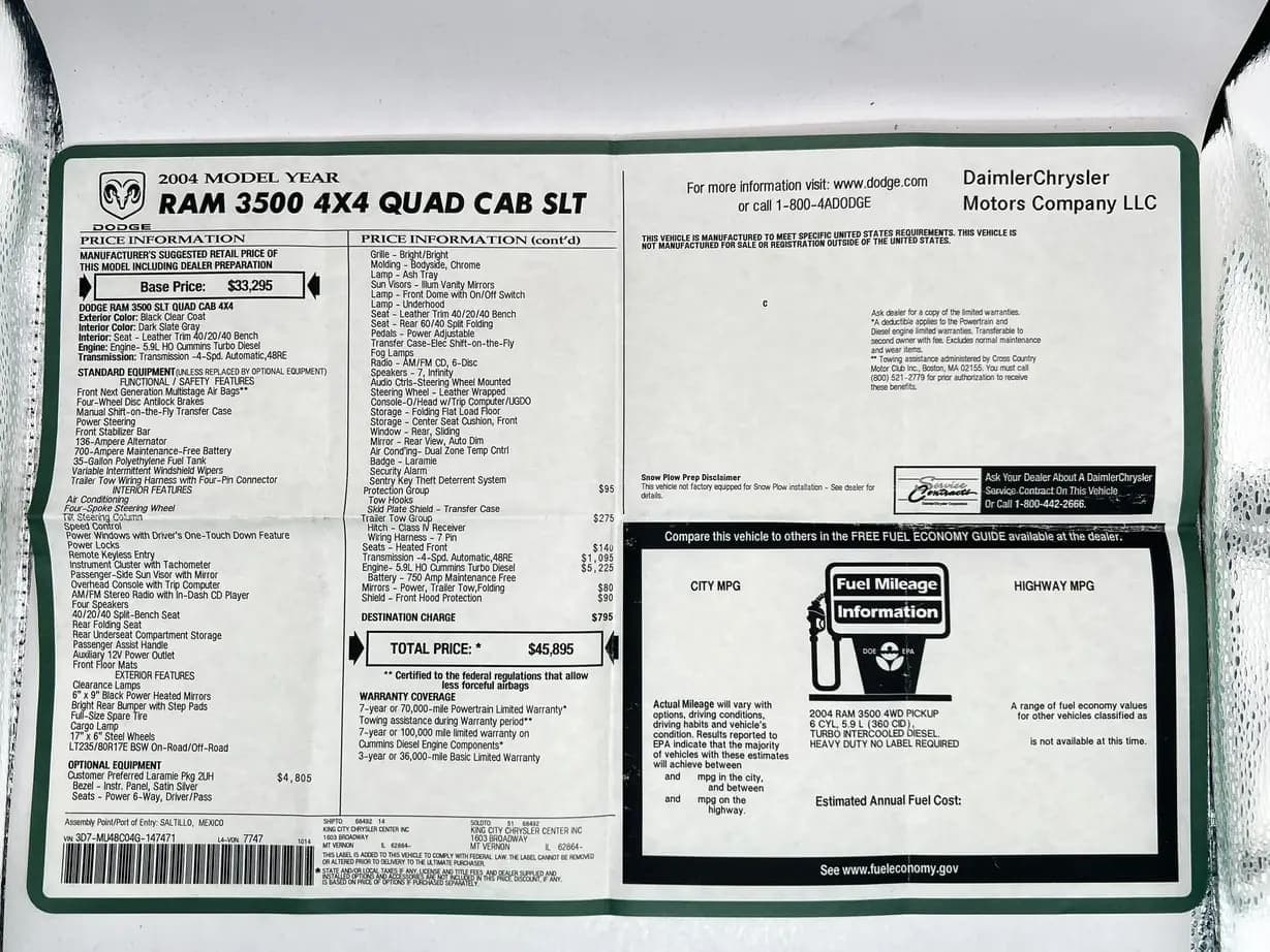 2004 Dodge Ram 3500 Laramie Quad Cab Dually, view